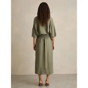 REISS CECILIA Shirred Waist Midi Shirt Dress